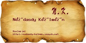 Nádasdy Kálmán névjegykártya